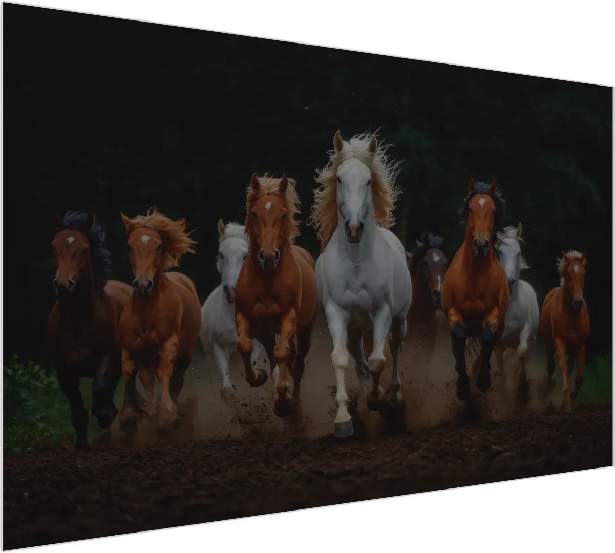 Majestic Horses Forest Landscape Print — acrylic preview | PrintPosters.in